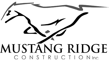 running mustang stallion illustration with black text Mustang Ridge Construction Inc